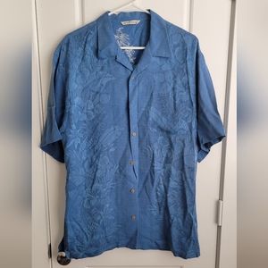 Tommy Bahama Mens 100% Silk Short Sleeve Floral Button Down Size Medium